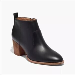 Madewell Leather Ankle Boots Black Block Heel Booties Style G8025 Made Sz 11 new